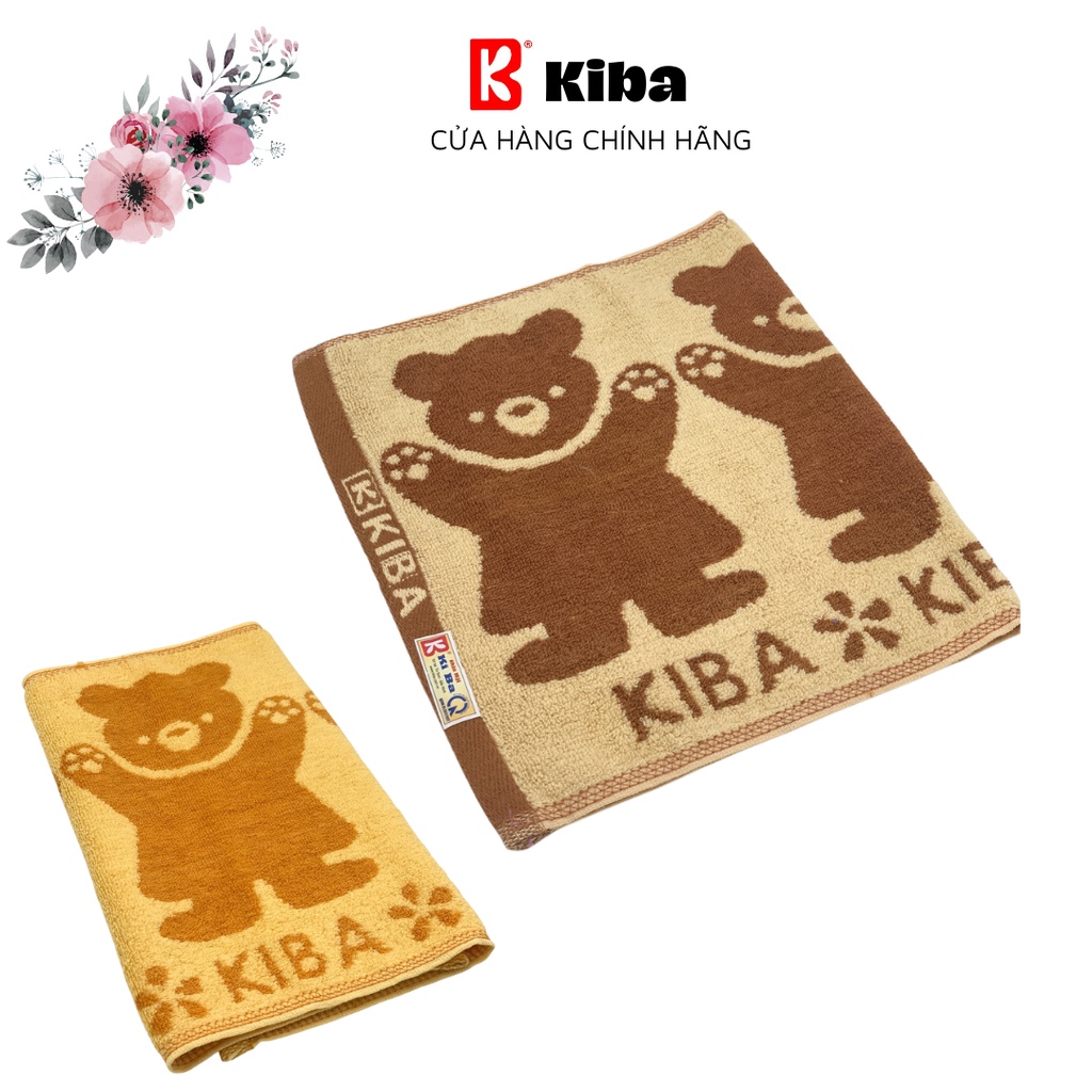 Khăn Mặt KIBA Cỡ Bé 28x48cm Họa Tiết Ba Chú Gấu Dễ Thương,  Chất Cotton Êm, Mềm, Dày Dặn Thấm Hút Tốt, An Toàn Cho Da