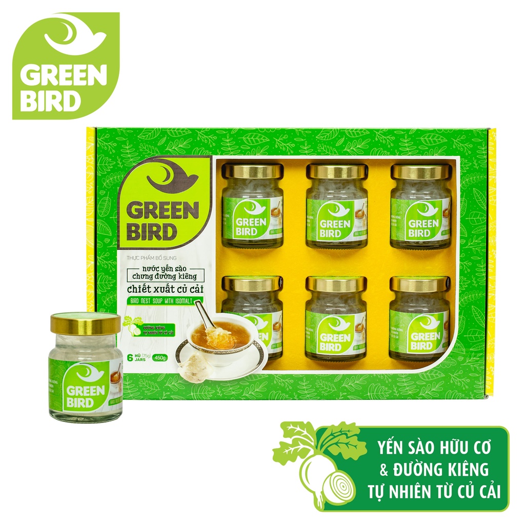 Hộp quà Nước Yến Sào Chưng Đường Kiêng Củ Cải - GREEN BIRD -