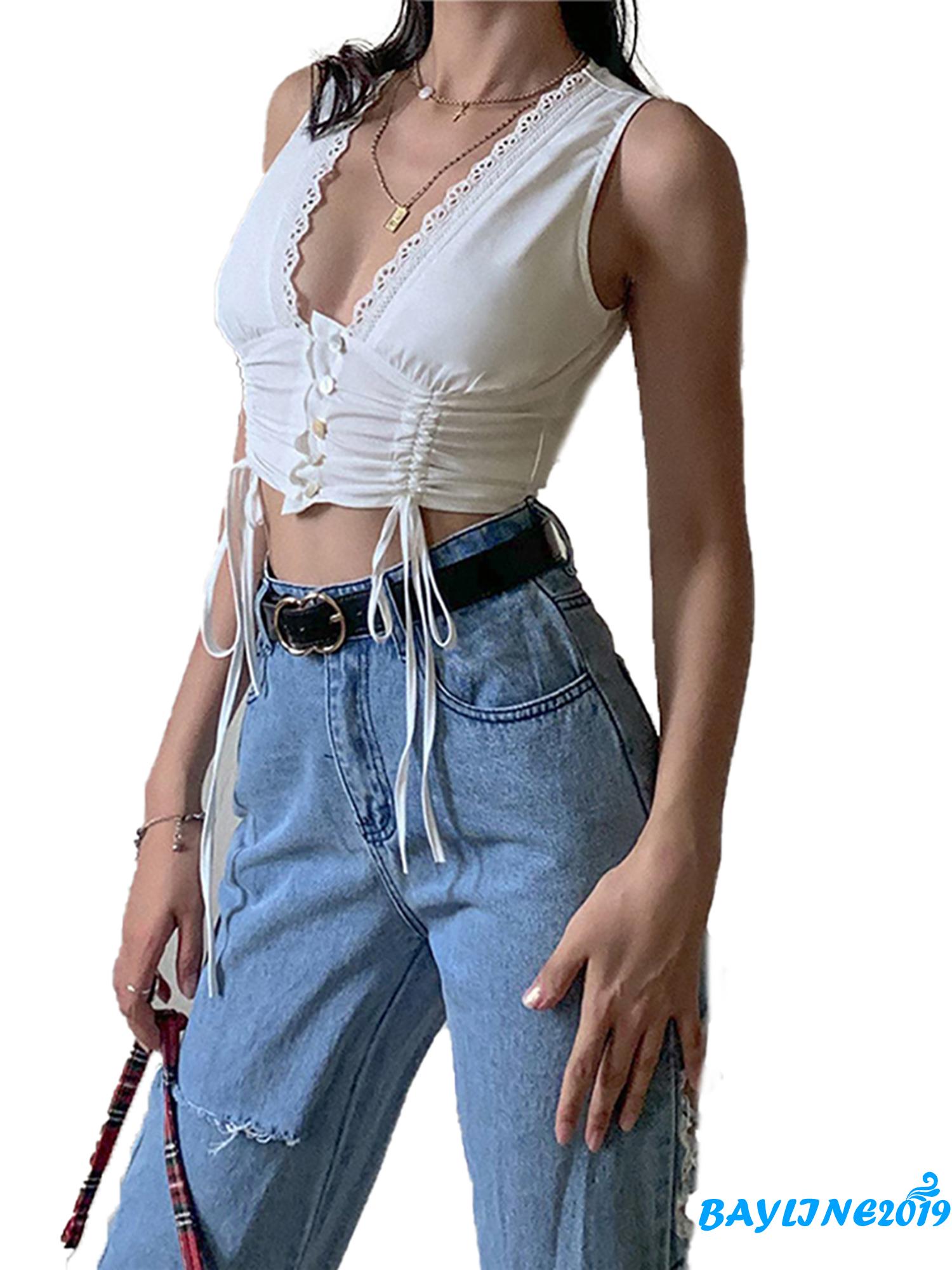Áo Crop Top Không Tay Cổ Chữ V Gợi Cảm Dành Cho Nữ | BigBuy360 - bigbuy360.vn