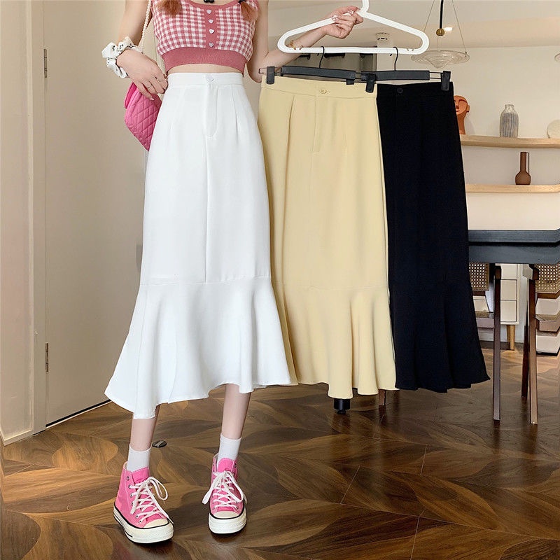 Chân váy dài COZOK lưng cao phối bèo xinh xắn dành cho nữ