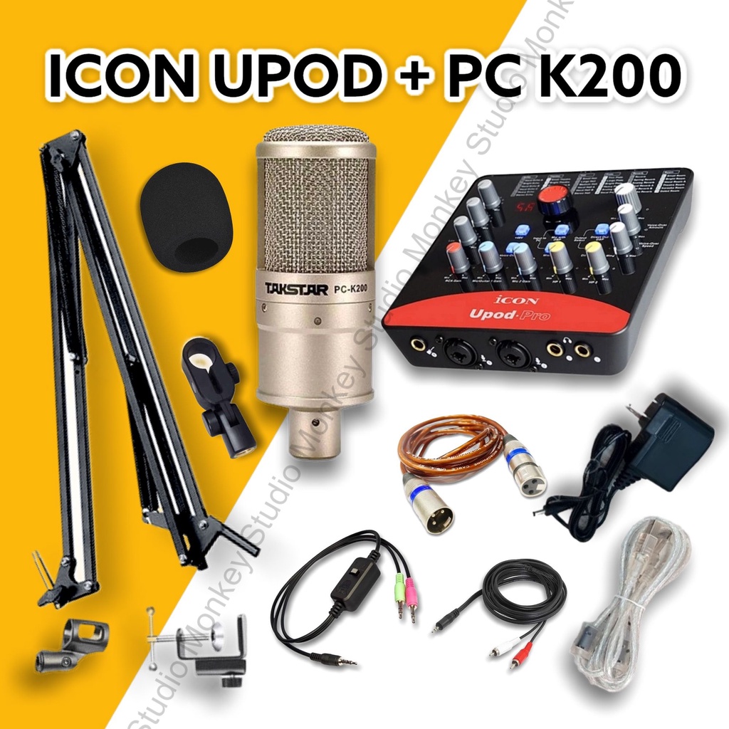 Bộ Combo Mic Thu Âm Hát Livestream Soundcard ICON UPOD PRO &amp; Mic TAKSTAR PC K200 ⚡BH 1 NĂM⚡ Thu Âm Điện Thoại Máy Tính