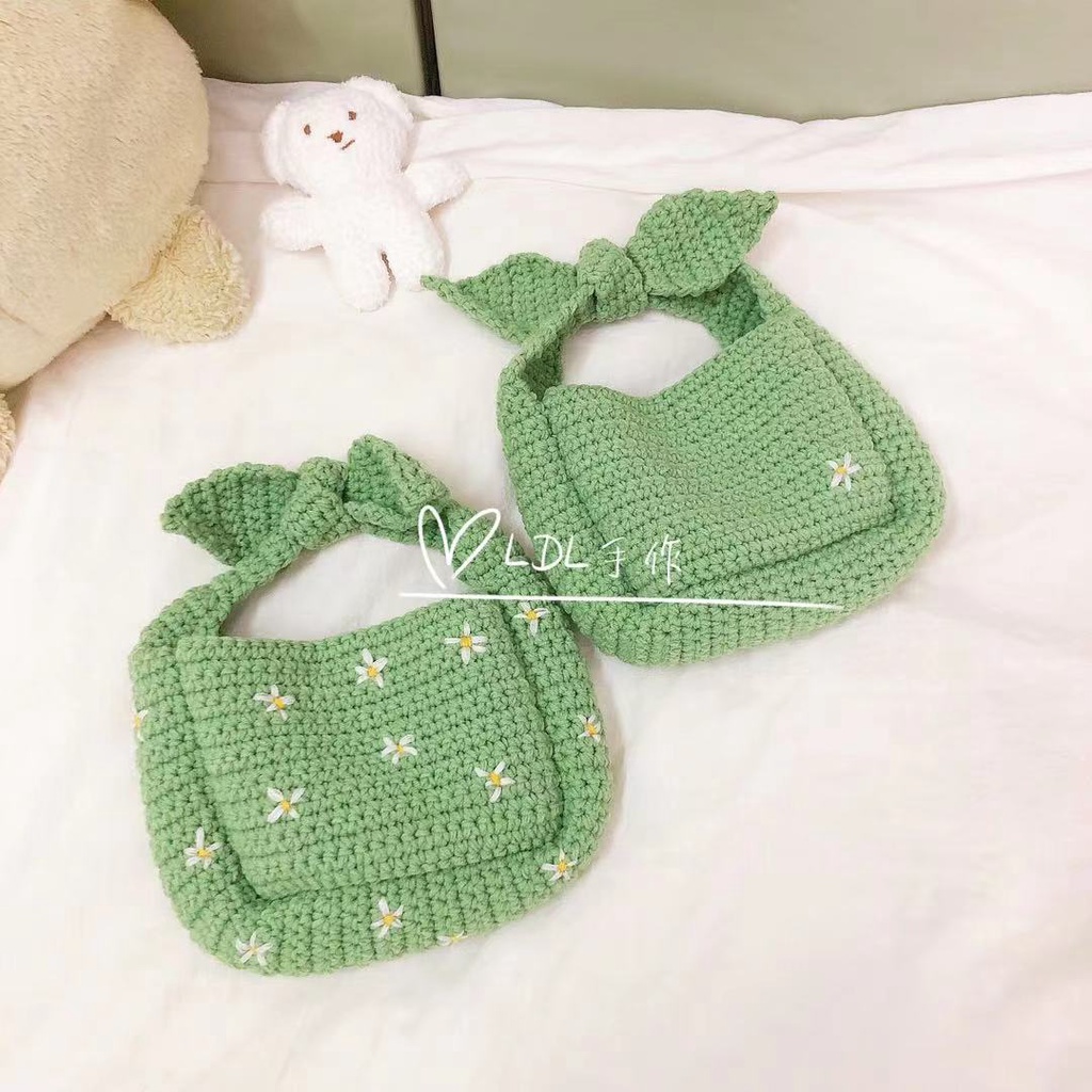 Túi xách nơ len móc