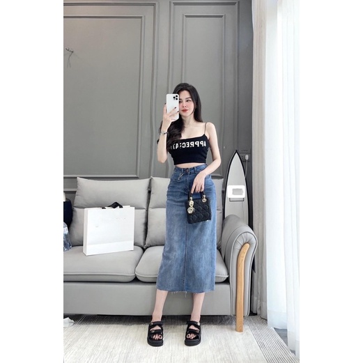CHÂN VÁY BÒ DÀI TRƠN QUA GỐI CẠP CAO HÀNG QUẢNG CHÂU CAO CẤP MS28918