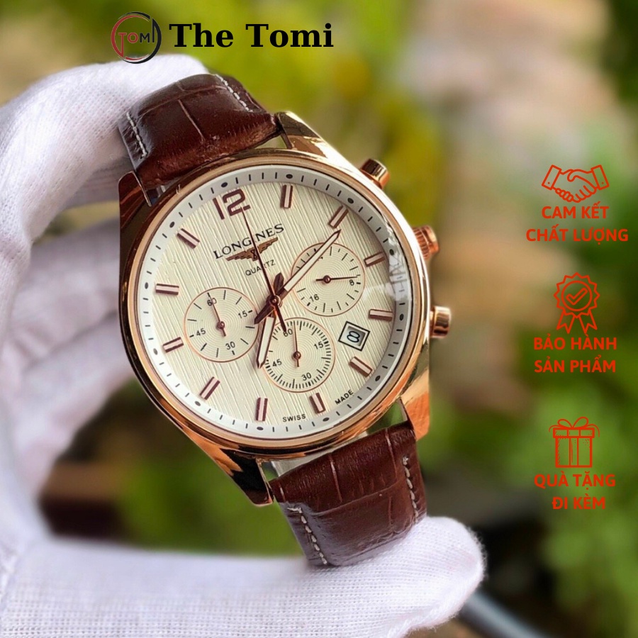 Đồng hồ Nam Longin.es Full Kim, Máy Pin Size 40mm, Đồng Hồ Nam Dây Da Cao Cấp +Tặng Thêm Pin