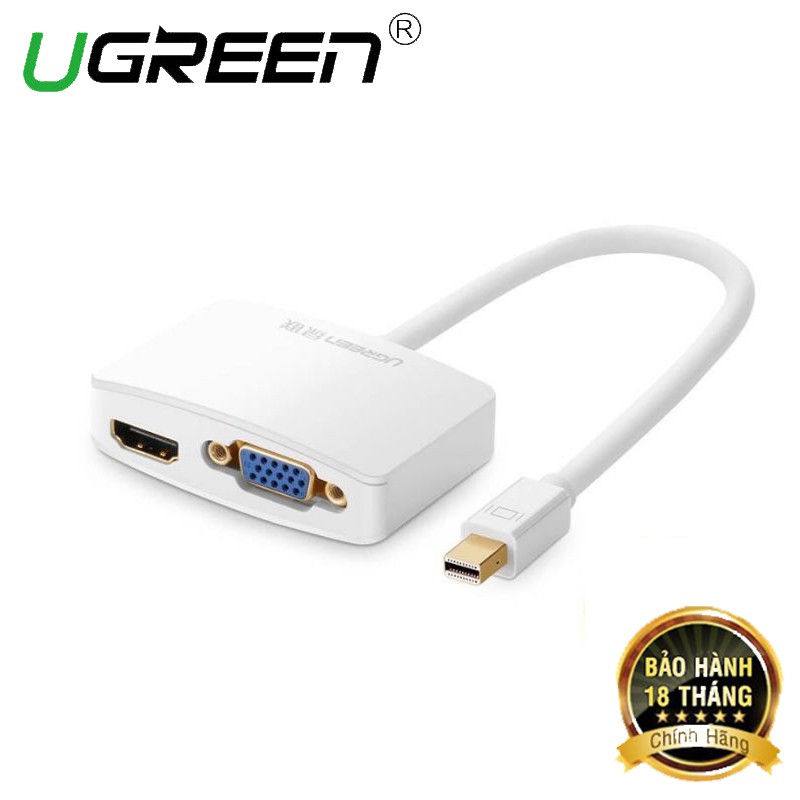 Cáp chuyển Mini Displayport sang HDMI và VGA Ugreen 10427 dài 15cm hỗ trợ Full HD cao cấp - HapuShop