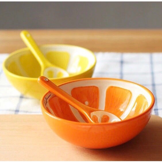 Bát Ăn Dặm Hình Hoa Quả To, Bát Gốm Sứ Trang Trí Hình Quả Cam,Quả Chanh, Quả Dưa Hấu, Quả Bí 300ml Dễ Thương- Beofamily