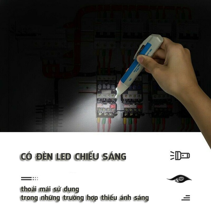 Bút thử điện có đèn LED và âm báo VD02 tặng kèm pin