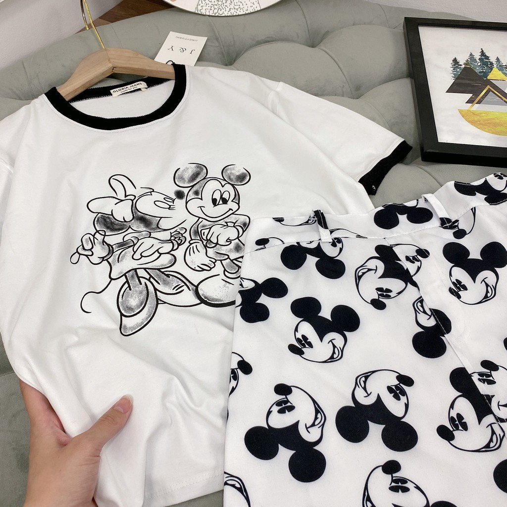 Set Bộ Chân Váy Mickey Bo Viền Siêu Cute Bộ Đồ Nữ