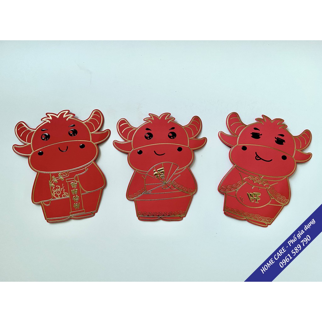 Set Lì xì Trâu đỏ 3D - Siêu dễ thương