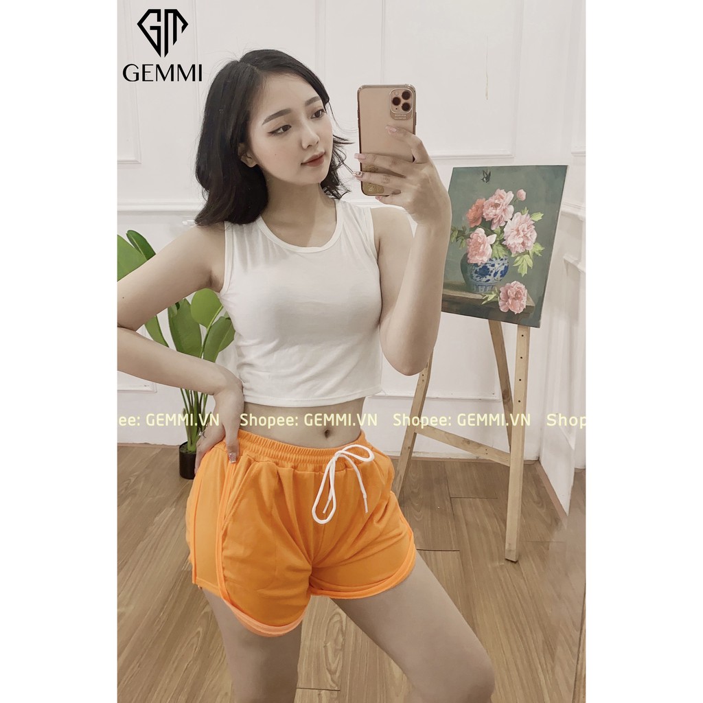 Quần short nữ, quần đùi nữ mặc nhà, thể thao, tập gym cotton mềm - Gemmi