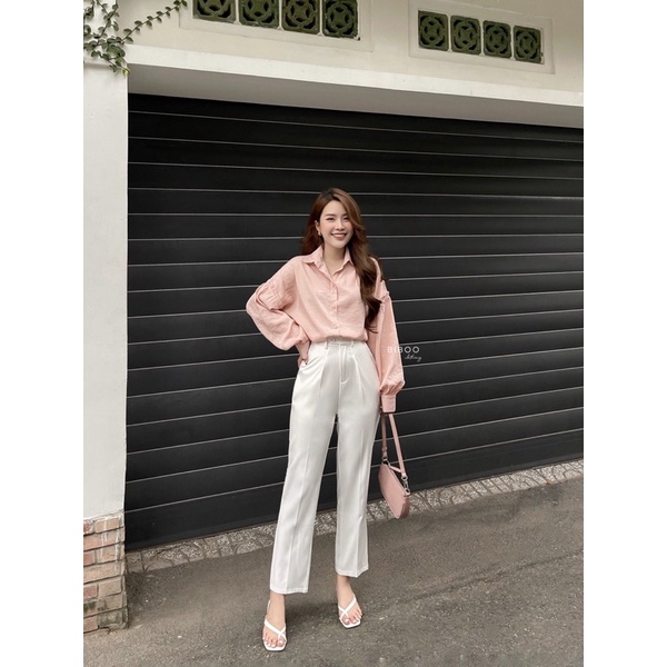BIBOO - Quần tây dài xếp ly baggy nữ lưng cao ống suông tôn dáng BAGGY PANTS