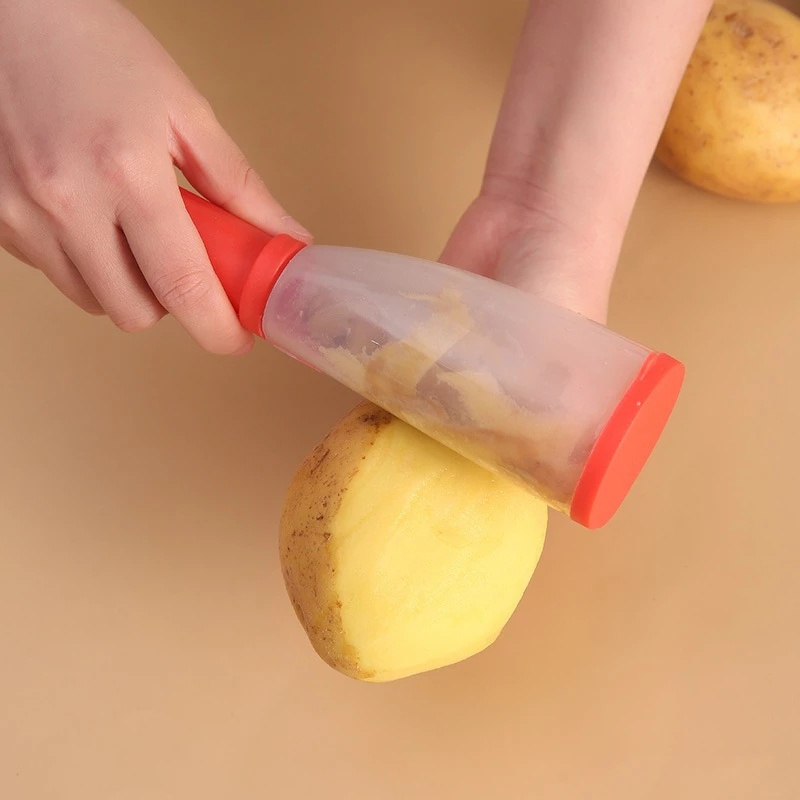 Multi-function Storage Vegetable Skin Scraper/ Manual Fruit Peeler with Non-slip Handle/ Stainless Steel Apple Potato Peeling Supplies/ Kitchen Tool Accessories