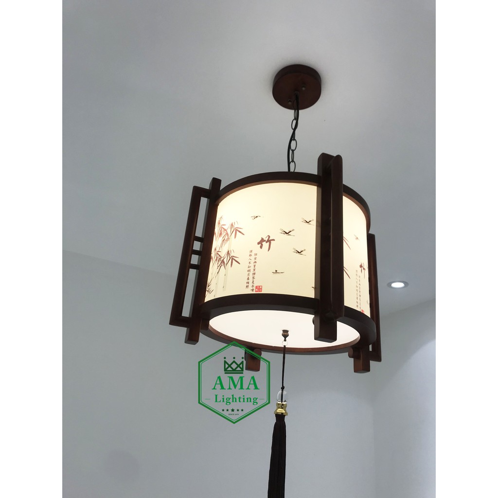 Đèn thả Lồng đèn, Lồng đèn kéo quân gỗ, Đèn Kéo quân 450mm, đèn lồng gỗ, đèn thả gỗ