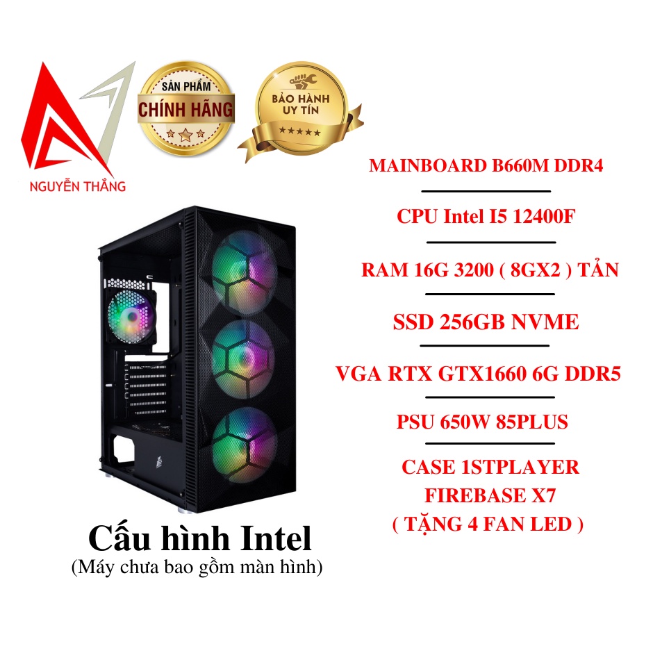 Thùng PC GAMING ALDER LAKE I5 THẾ HỆ 12 ( B660 - I5 12400F - RAM 16G - VGA GTX1660 6G )