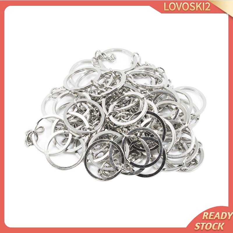 [LOVOSKI2]50Pc Split Key Rings with Chain Bulk for DIY Accessories Arts Crafts 25mm/1&quot;