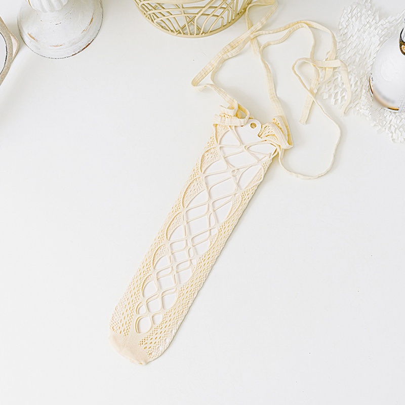 Xiangbao Tất Lưới Dài Tới Đầu Gối Đan Dây Chéo Phía Trước Phong Cách Gothic Cho Nữ Có Sẵn