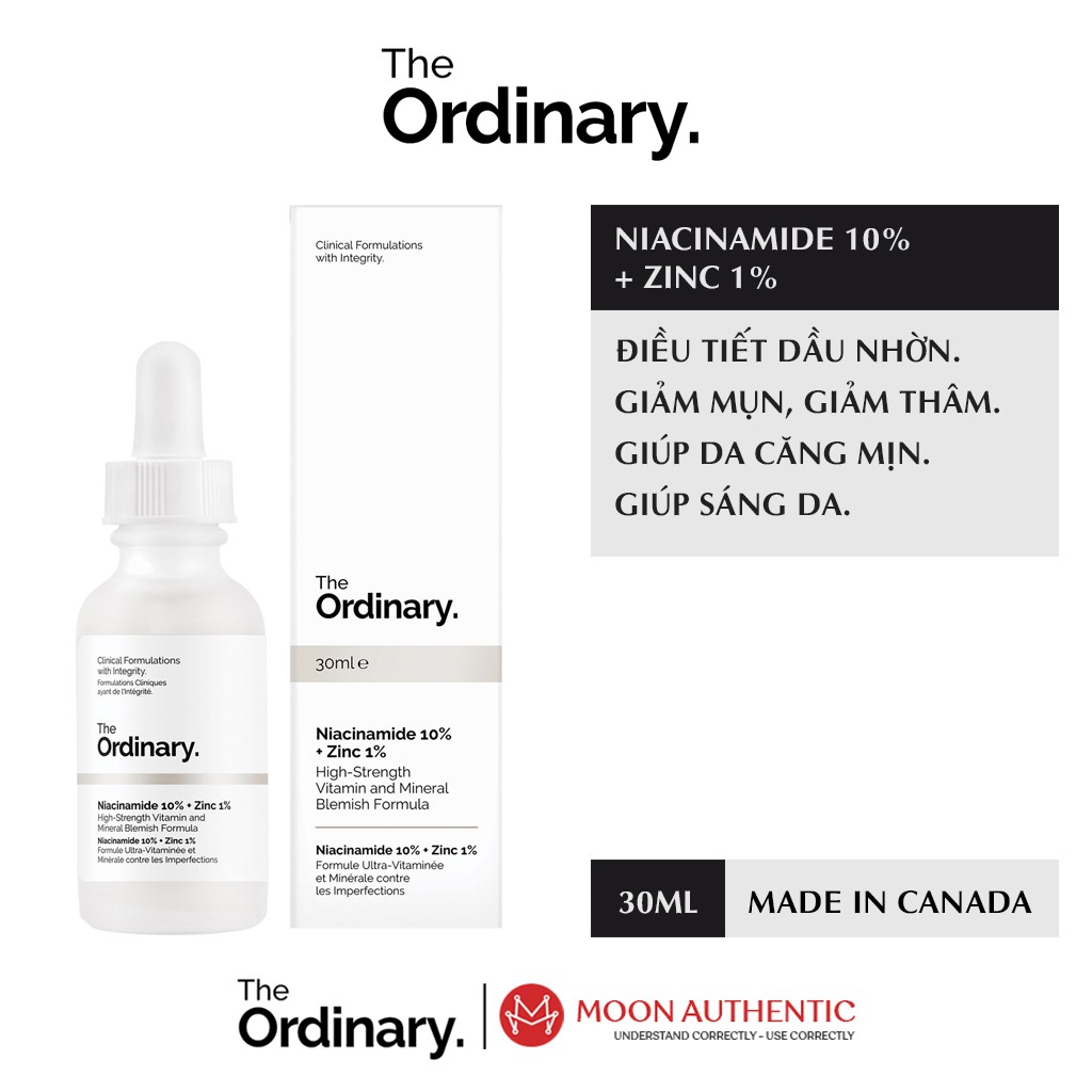 Serum The Ordinary Niacinamide 10 + zinc 1 trắng da , giảm dầu