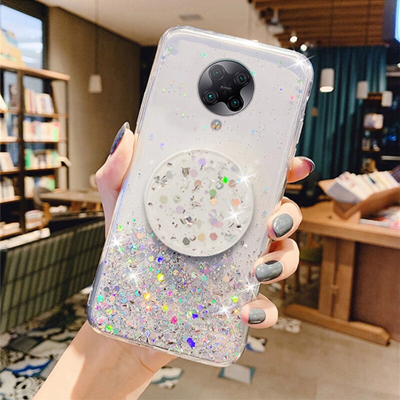 Ốp Lưng Kim Tuyến Có Nhẫn Móc Nạm Đá Cho Điện Thoại xiaomi redmi k30 pro k20 x10 4g 5g 9 9a 9c Giá Đỡ