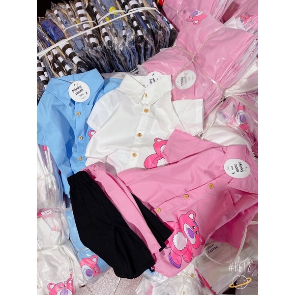 [SET BÉ GÁI] Bộ sơmi gấu quần legging cotton cho bé gái