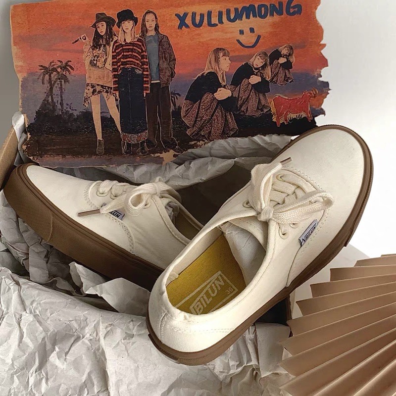 Giày thể thao nữ Ulzzang đế bằng bánh mỳ hot tred trẻ trung dễ mix đồ #fullbox