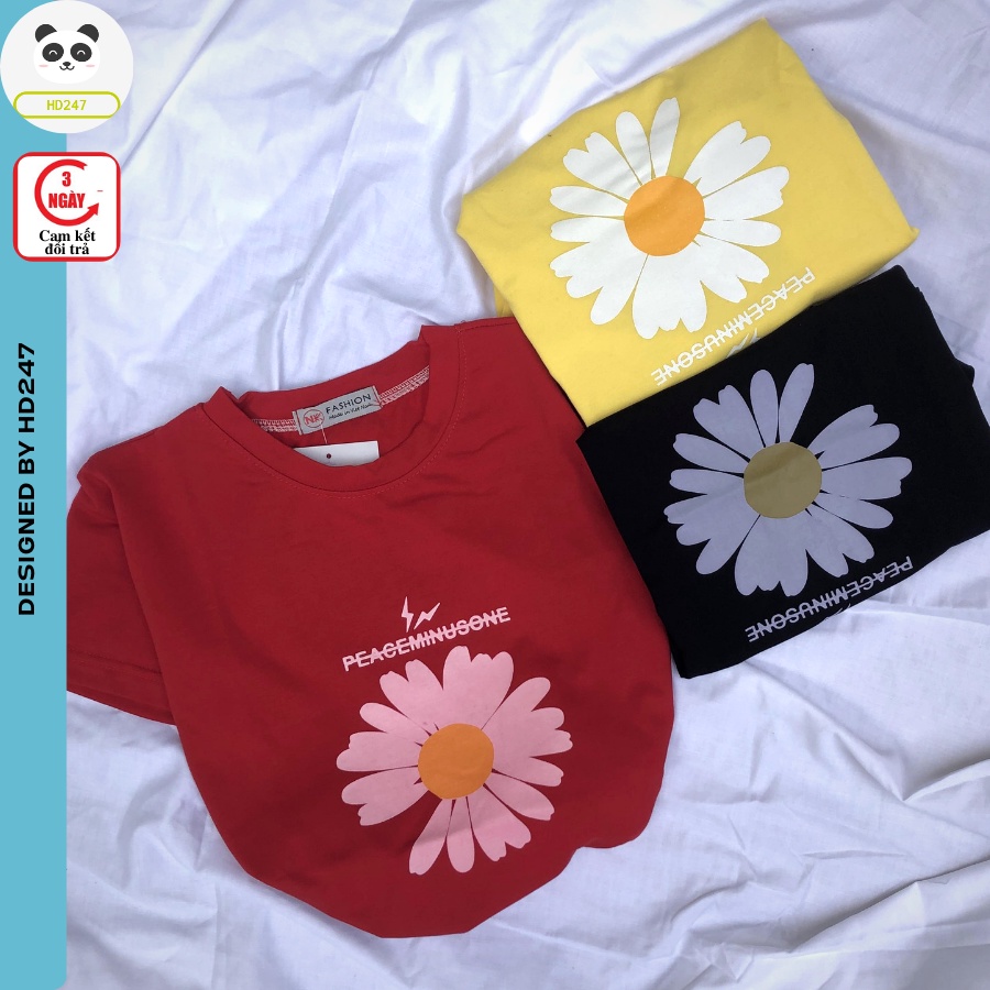 áo thun bé trai và bé trai cổ tròn in hoa cúc đẹp phong cách Hàn Quốc FORM TỪ 14 ĐẾN 50kg HD247 0222