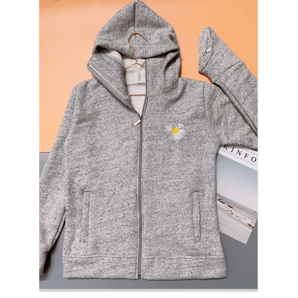 Áo khoác hoodie nam nữ in hình hoa cúc che mặt tay, (FreeSize dưới 65Kg), form rộng phong cách Hàn Quốc, áo hoodie form