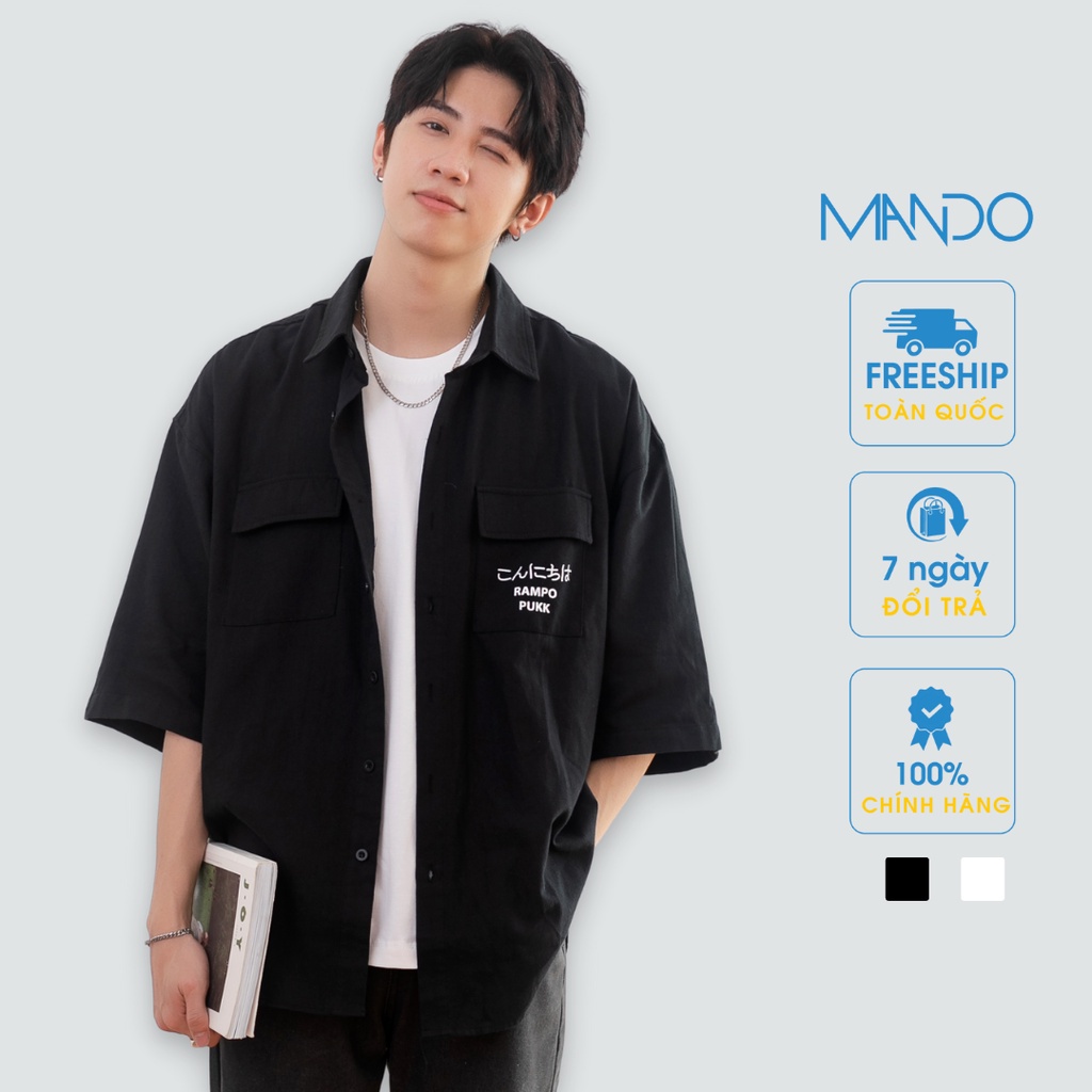 Áo Sơ Mi Nam Ngắn Tay MANDO Form Rộng Họa Tiết Phong Cách Hàn Quôc SMD087 - Hàng mới về