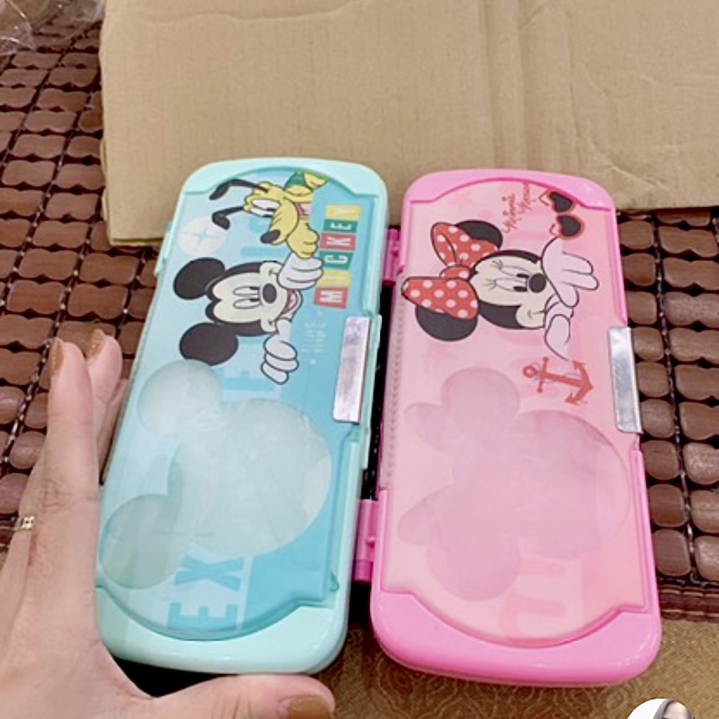 [Ảnh Thật] Hộp Bút hình Mickey, Hộp đựng bút kèm Bộ Thước hình, eke, đo độ - (83088)