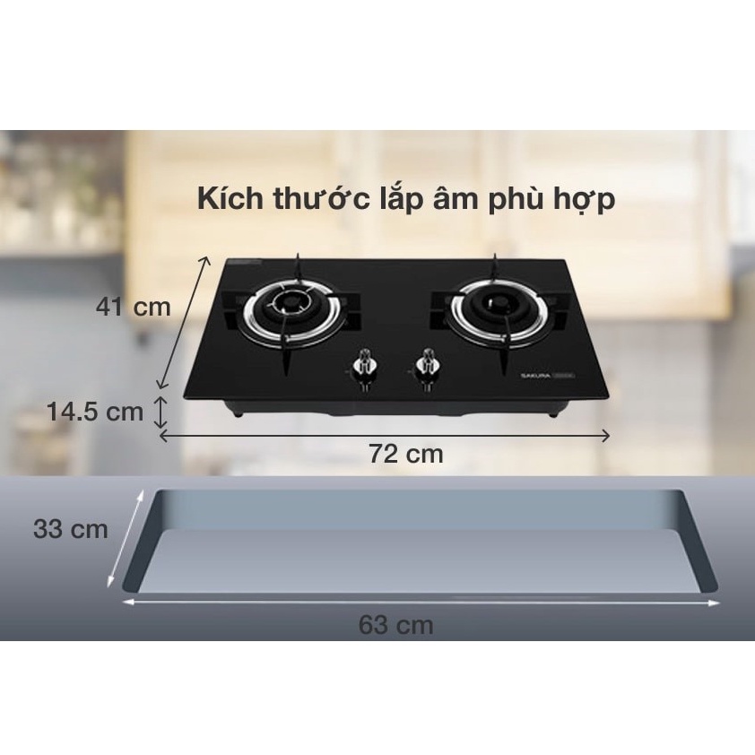Bếp ga âm Sakura SG-2525GB-Chính hãng trưng bày+Tặng dây gas-bếp bền tốt tiết kiệm gas