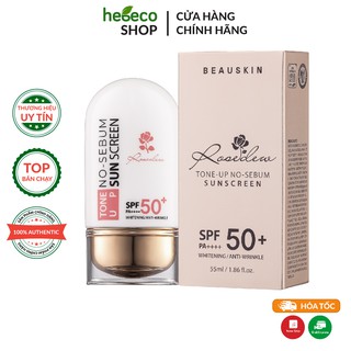 Kem chống nắng kiềm dầu, nâng tông BEAUSKIN RoseDew Toneup No Sebum Sunscreem 55ml  - Hàn Quốc Chính Hãng