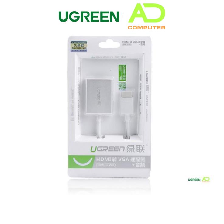 Bộ chuyển tín hiệu HDMI sang VGA kèm theo âm thanh dài 15CM UGREEN MM102 - Hàng phân phối chính hãng - Bảo hành 18 tháng