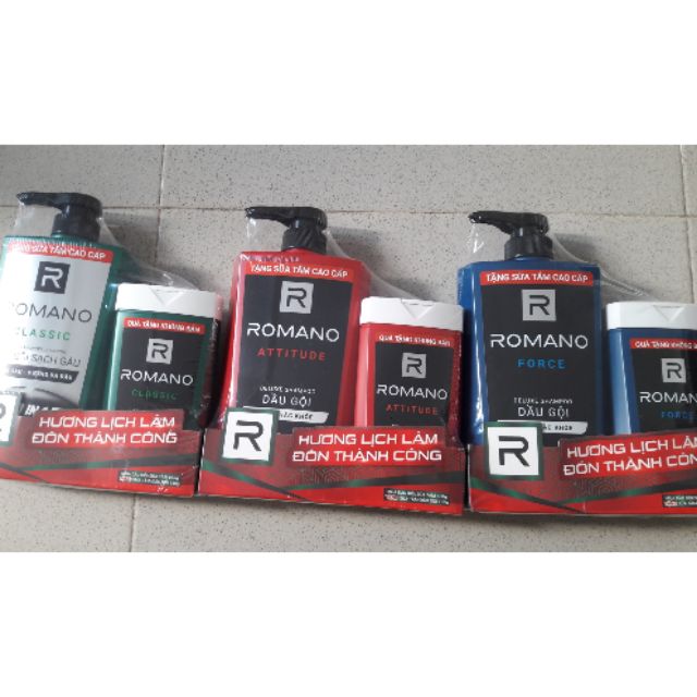 Romano - Dầu gội cao cấp 650g tặng kèm sữa tắm 150g