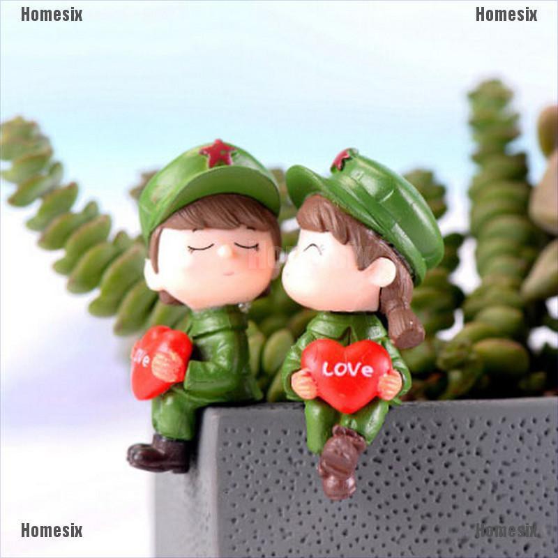 [HoMSI] Soldier Lovers Heart Resin Miniatures Figurine Garden Micro Landscapes Decor SUU