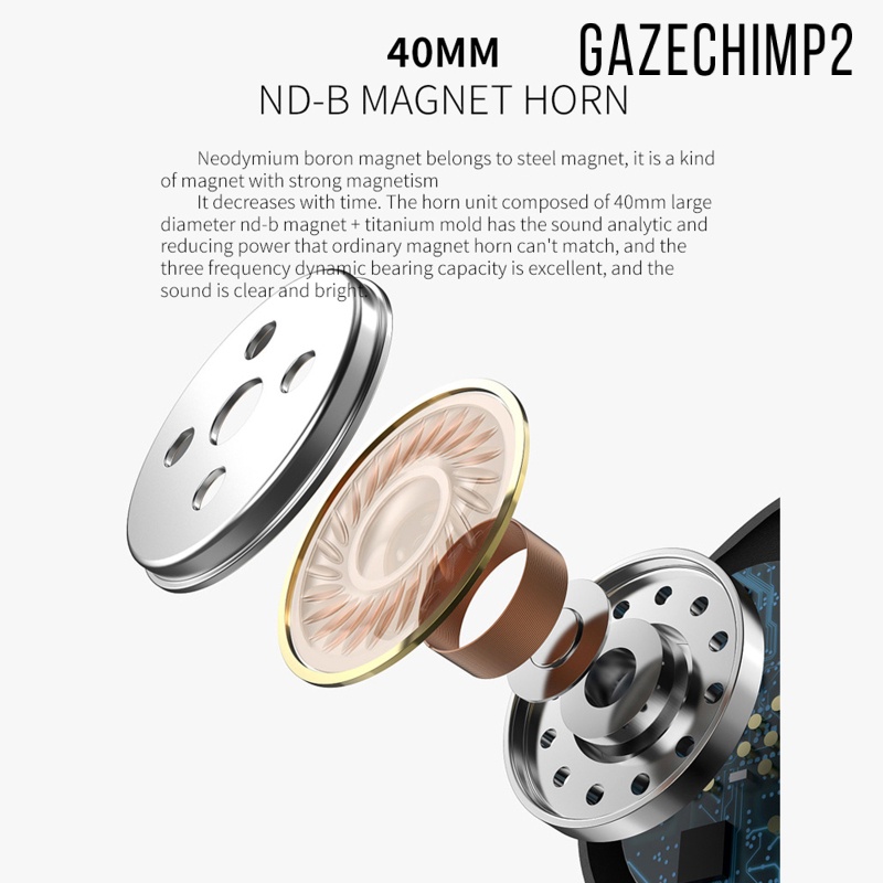 [GAZECHIMP2]HD Wired Headphones Over Ear Earphones Bass Stereo Studio Headphone