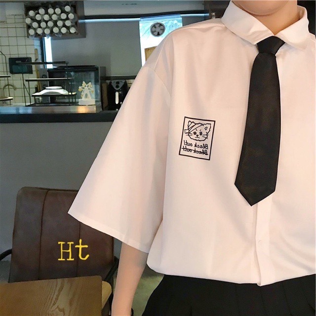 Áo sơ mi mèo băng đầu Hình in logo H2G758