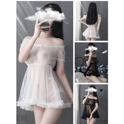 Bộ Đồ Lót Ngủ Lưới Trong Suốt Kiểu Công Chúa Thiết Kế Quyến Rũ Cho Nữ