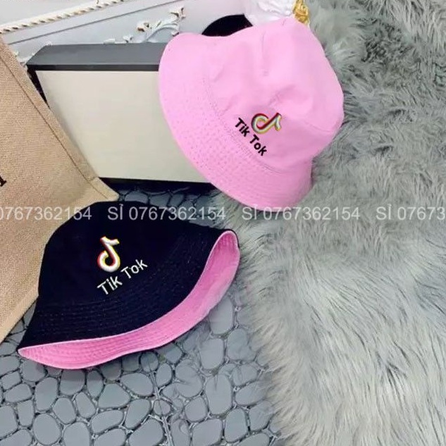 Nón Bucket Nam Nữ Nhiều Màu 2 Lớp Thêu Chữ T!k, Mũ Tai Bèo Vành Tròn Chất Vải Kaki - BL135