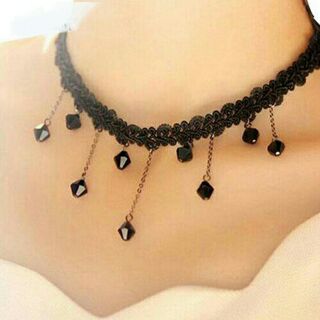 Dây chuyền Choker ren tua rua cực phong cách