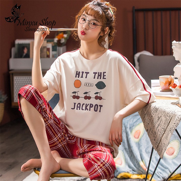 Bộ ngủ, bộ mặc nhà nữ cao cấp quần lửng áo ngắn tay mát mẻ | BigBuy360 - bigbuy360.vn