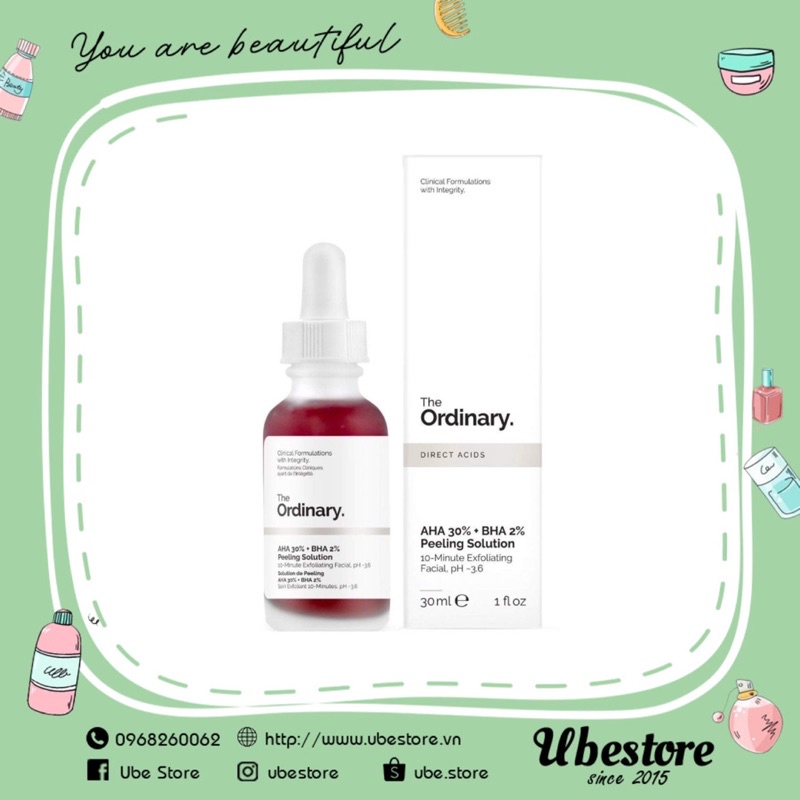 (ĐỦ BILL) TINH CHẤT TẨY DA CHẾT THE ORDINARY AHA 30% + BHA 2% PEELING SOLUTION 30ML