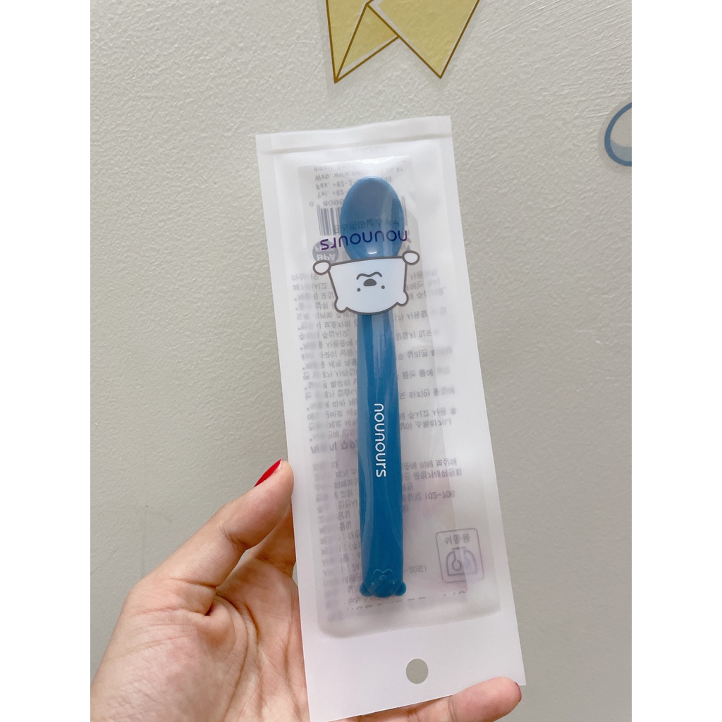 Thìa/ muỗng Silicon NOUNOURS nội địa Hàn/ Muỗng ăn dặm Silicon cho bé từ 4M+