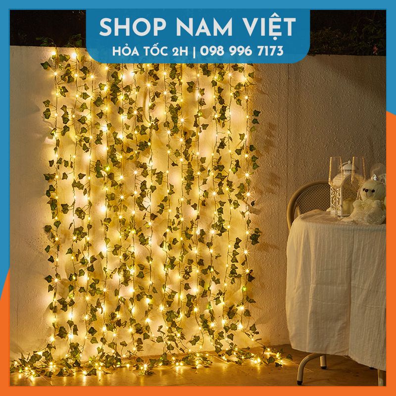 Đèn Led Dây Leo Năng Lượng Mặt Trời Trang Trí Sân Vườn, Ban Công, 8 Chế Độ Chớp