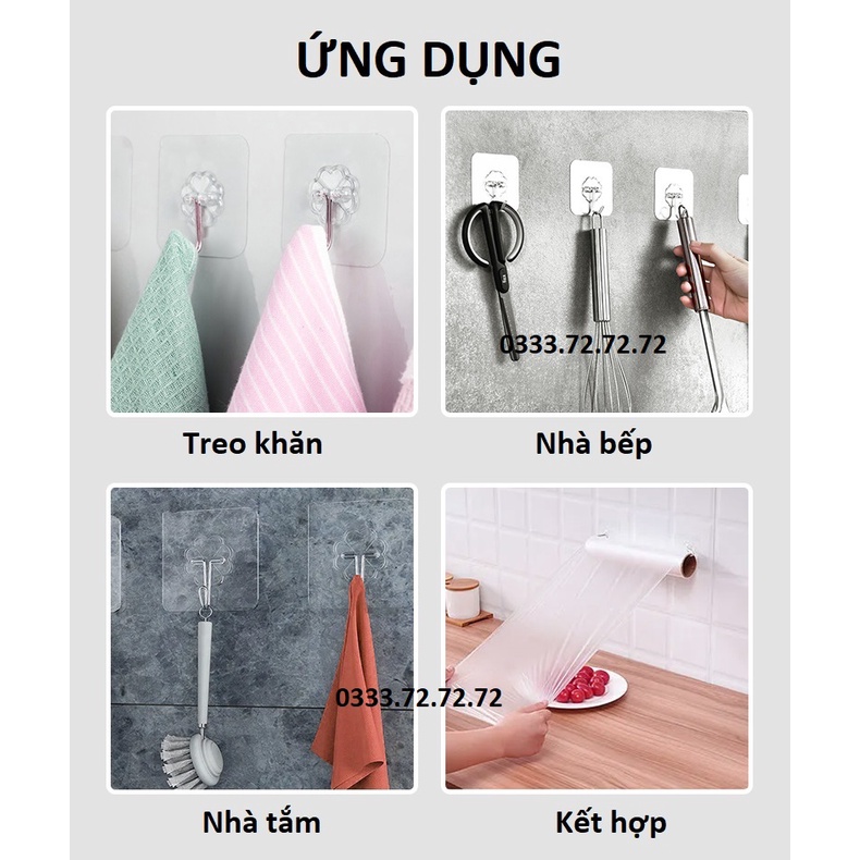 Combo 5 Móc Dán Tường Siêu Dính Chịu Lực Treo Đồ, Quần Áo