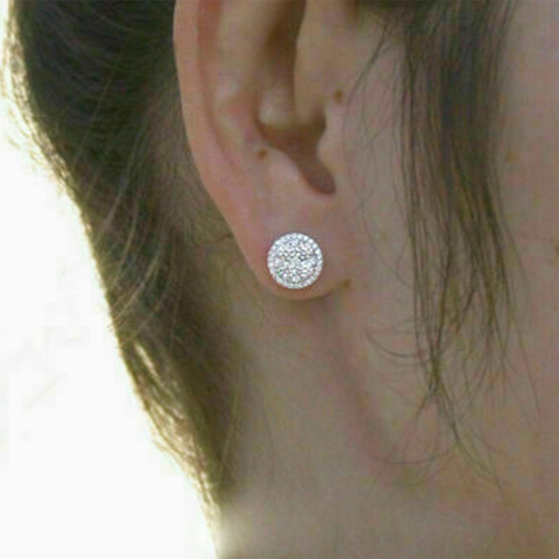Khuyên Tai Nữ Trang Dáng Tròn Đính Đá Lấp Lánh