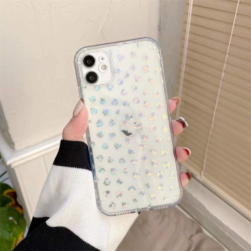 Ốp Điện Thoại TPU Mềm Trong Suốt Họa Tiết Kim Cương Cho iPhone 13 12 Mini 11 Pro Max XR XS 7 8 Plus SE