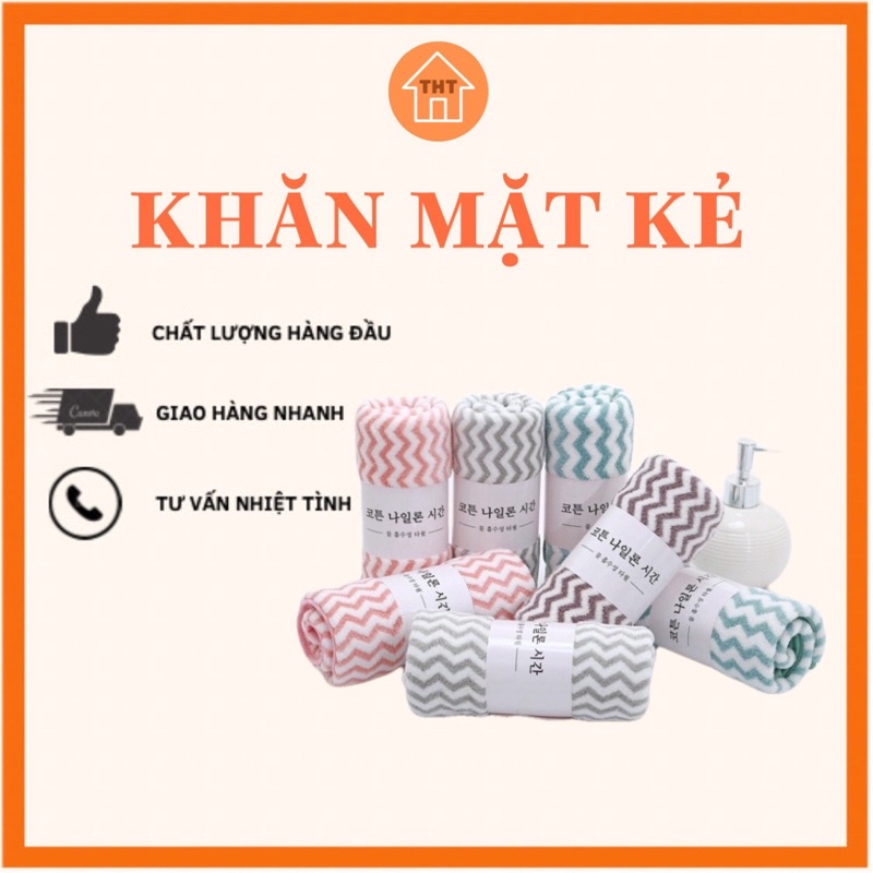 Khăn Mặt Hàn Quốc 35x50cm Có Vân Kẻ Sọc Mềm Mịn Thấm Hút