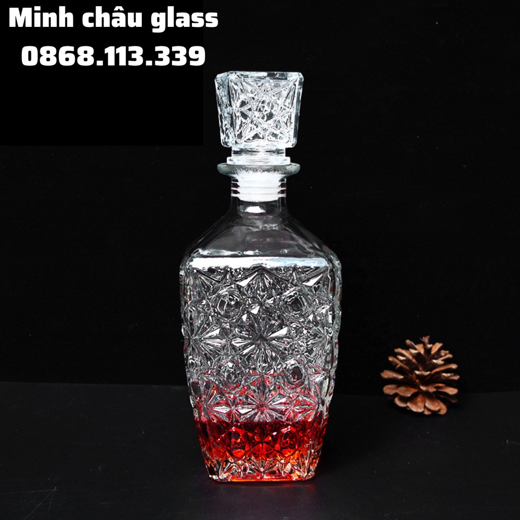 Bình Đựng Rượu Thủy Tinh Cao Cấp 750ml Cao Cấp Chai đựng rượu vỏ bình ngâm rượu mẫu số 4 sang trọng cao cấp