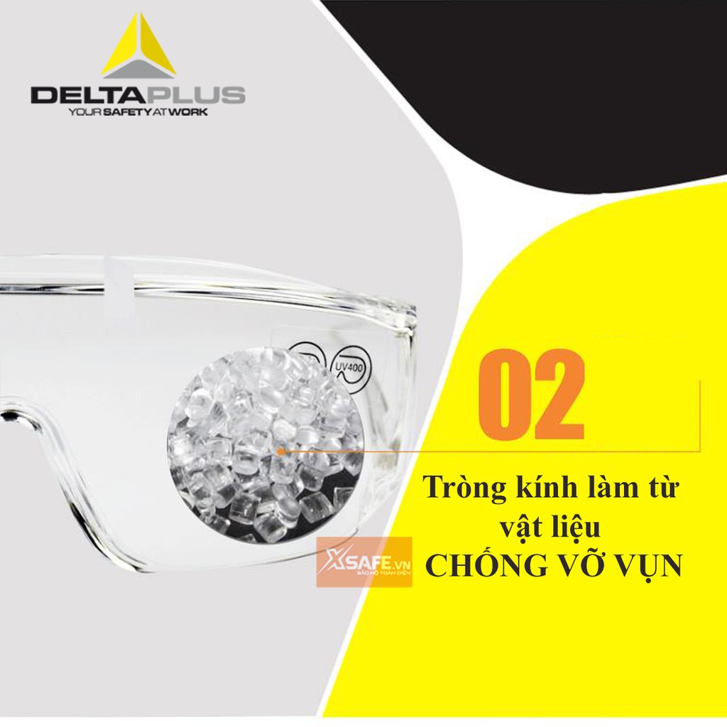 Kính bảo hộ Deltaplus Piton2 Kính chống bụi, chống tia UV, chống trầy xước,đọng sương, dùng trong lao động, đi xe máy