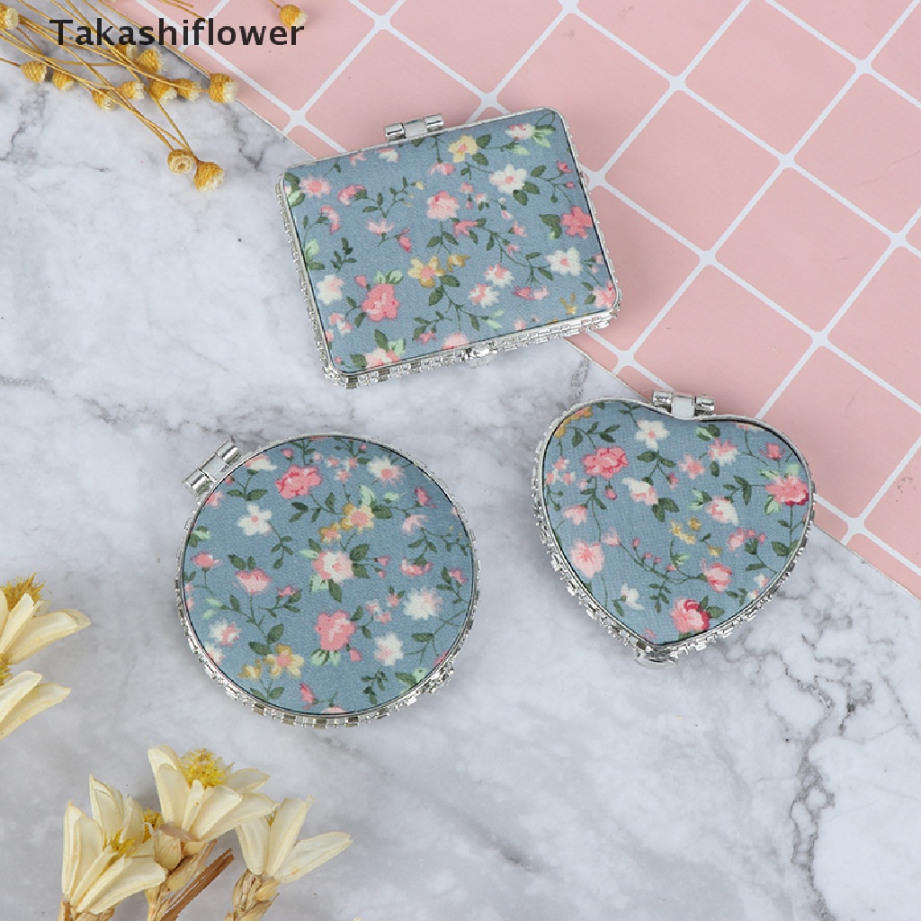 [Hàng mới về] Gương trang điểm mini 2 mặt hình hoa kiểu cổ điển