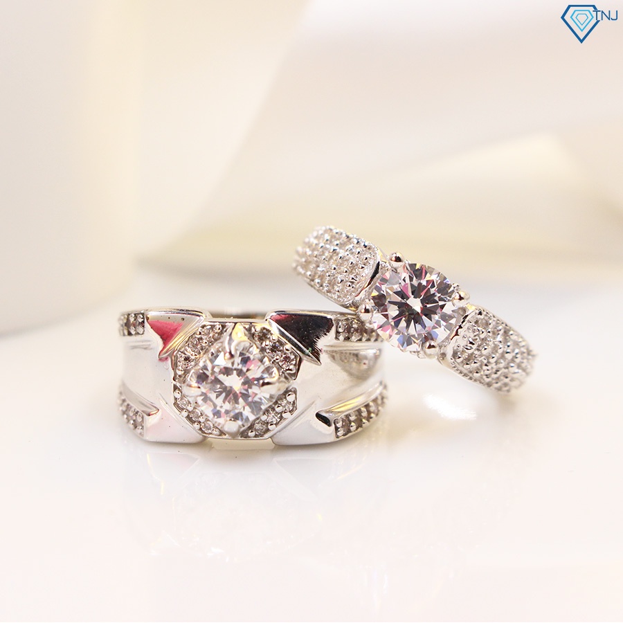 Nhẫn cặp đôi bạc bản to nam nữ đính đá khắc tên ND0267 Trang Sức TNJ